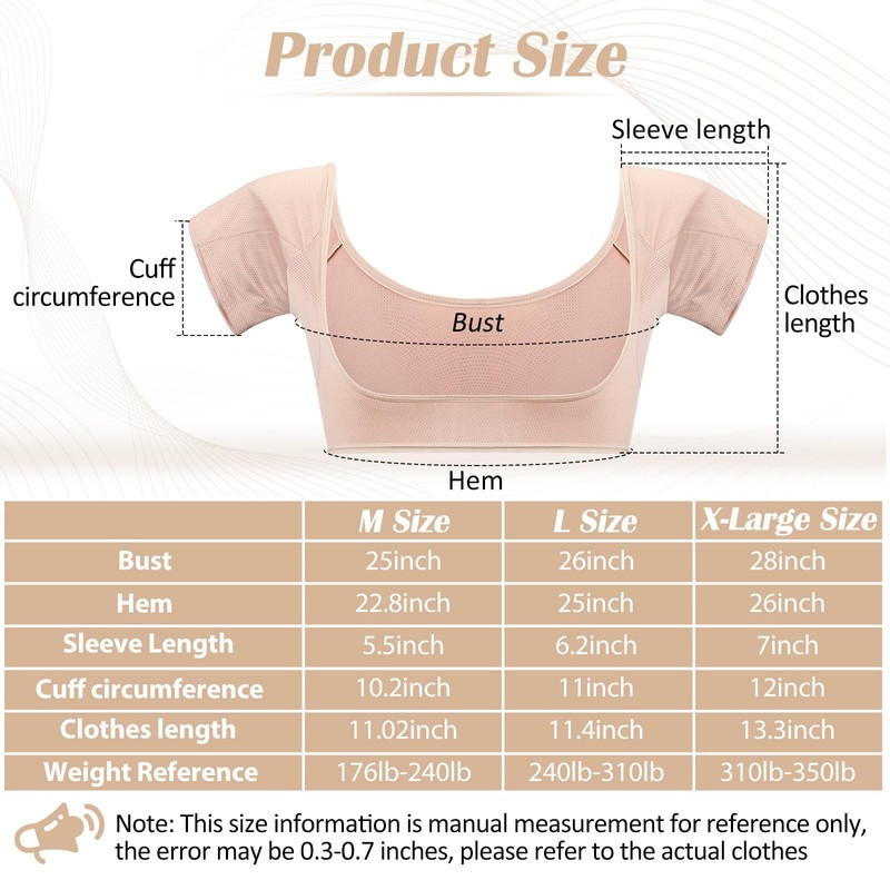 Handepo 6 Pcs Underarm Sweat Vest Breathable Armpit Sweat Proof