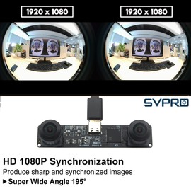 Svpro Dual Lens USB Camera Module 1080P 60fps Fisheye UVC Industrial Camera Board Synchronisation Recording in Colour with M12 Lens, Distortion-Free Wide Angle Board Camera