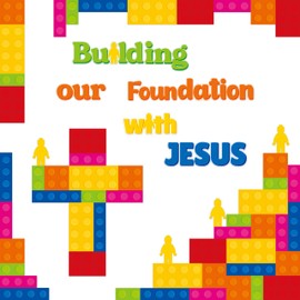 FEzabqqbvc Building Bricks Christian Bulletin Board - 91Pcs First Day of School Building Our Foundation with Jesus Board Trim, Religious Building Blocks Cutouts for Sunday School Classroom Chalkboard