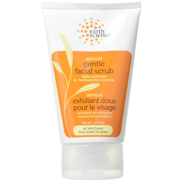 Earth Science Apricot Gentle Facial Scrub with Bilberry, Orange & Chamomile — moisturizing & exfoliating Cleanser, 4 oz. (Pack of 6)