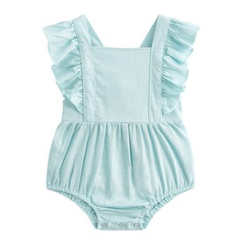 Simplee kids Baby Girls Handmade Solid Color Romper for Spring Newborn Infant Baby Outfit Jumpsuit Bodysuit