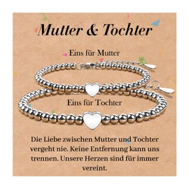 SUNSH 2/3 Pieces Mother Daughter Bracelet, Mother Daughter Gift, Back to School Gifts, Mother's Day Gift, Women's Bracelet, Mother Daughter Birthday/Back to School Gift, Heart Wish Set, Stainless
