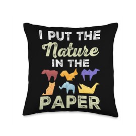 Folded Paper Art For Origami Enthusiast Origami Paper Folding Funny Origamist Throw Pillow, 16x16, Multicolor