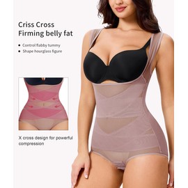 Gotoly Women Waist Trainer Bodysuit Full Body Shaper Vest Tummy Control Slim Corset Shapewear Tank Tops(Purple,Medium)