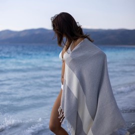 MyStilo® Beach Towel Sauna Towel XXL - Thick, Soft Bath Towel 100 x 200 cm, Quick-Drying - Premium Hammam Towel, Towel for Men, Women, Yoga and Fitness with Diamond Pattern (Silver Grey)