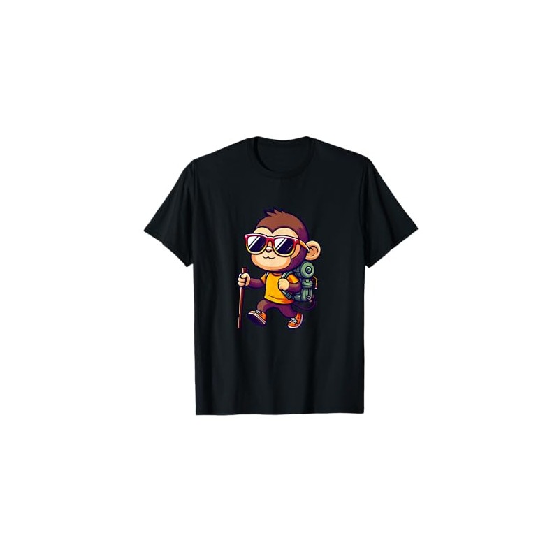 Hiking Monkey With Backpack And Walking Stick T-Shirt