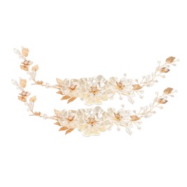 Healvian 2pcs Handcrafted Pearl Wedding Headband Lightweight Floral Hair Vine for Brides and Bridesmaids Elegant Bridal Hair Accessories for Women and Prom Party