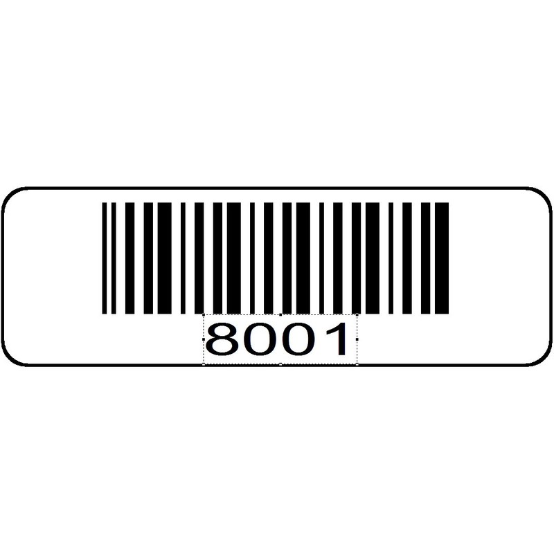 1000 Numbered Labels, Pre Printed Serial Barcodes 1-1/2" x 1/2"
