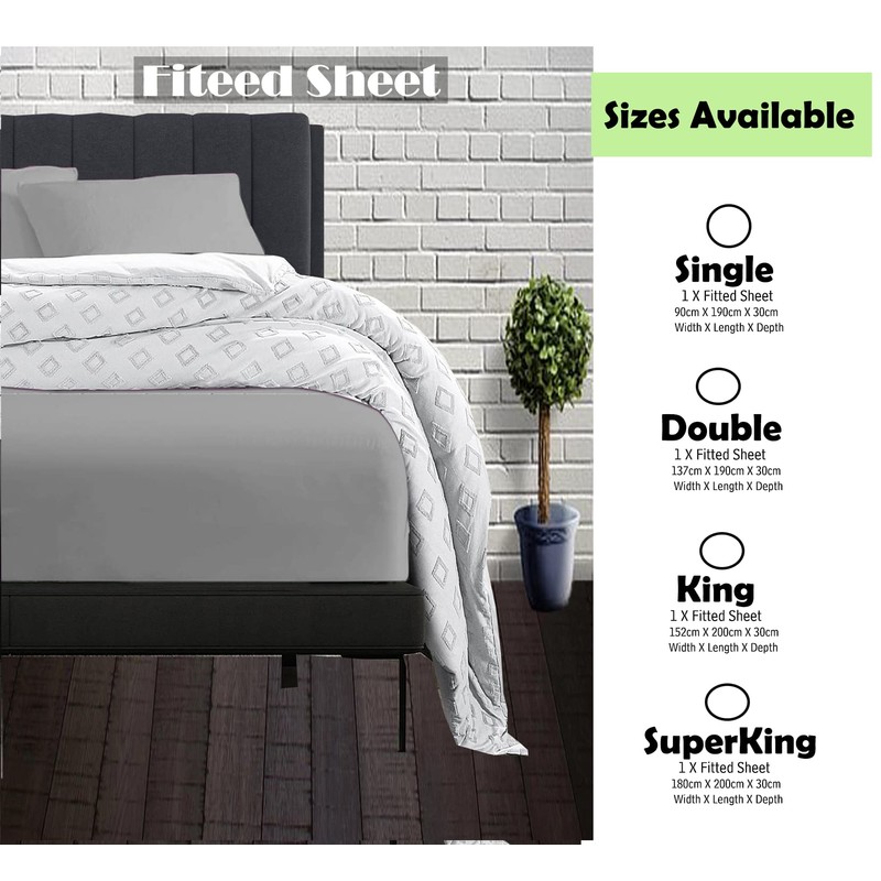 Single fitted sheet, Light Grey Microfibre Bottom Bedsheets Deep Pocket