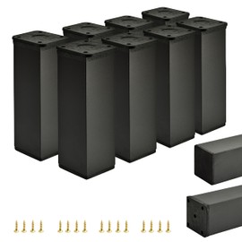 Alusfera Metal Table Legs, Height Adjustable, Furniture Foot, Sofa Foot, Aluminium Profile, Pack of 8, 40 x 40 mm (120 mm, Black), 5903021983749, 120 mm