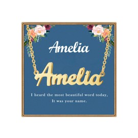 Ldurian Custom Name Necklace | Amelia Name Pendant Necklace Gifts | Birthday Jewelry Gift for Women's Pendant Necklaces