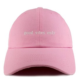 Trendy Apparel Shop Good Vibes Only Embroidered Low Profile Soft Cotton Dad Hat Cap - Pink