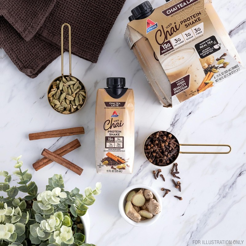 Chai Tea Latte Flavored Protein Shake, High Protein Shake, Low