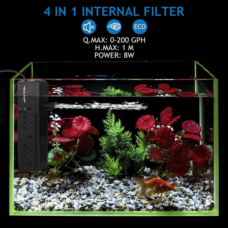 NO.17 Submersible Aquarium Internal Filter 12W, Adjustable Fish Tank Filter