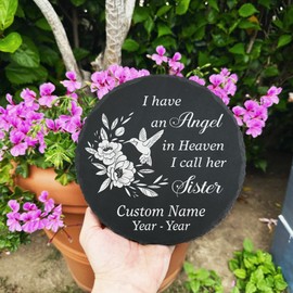 Sister Memorial Garden Stone Memorial Gifts for Loss of Sister Memorial Plaque Slate in Loving Memory of Sister Grave Decor Sympathy Stone