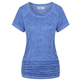 Ninedaily Runing Tops for Women Workout Sets Performance Wear Long Tunic Length Ladies Shirts,Blue, Size X-Large