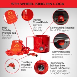 Equipment Lock 5th Wheel Trailer Kingpin Lock - Powder Coated Steel 5th Wheel Hitch Lock - Anti-Theft Tow Hitch Lock - Durable, Secure Fifth Wheel Lock for Theft Prevention and Trailer Security