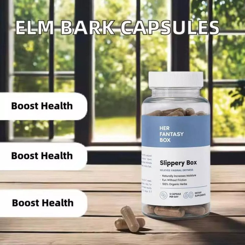 1/2/3 Pack Slippery Box Slippery Elm Bark Caps for Vaginal