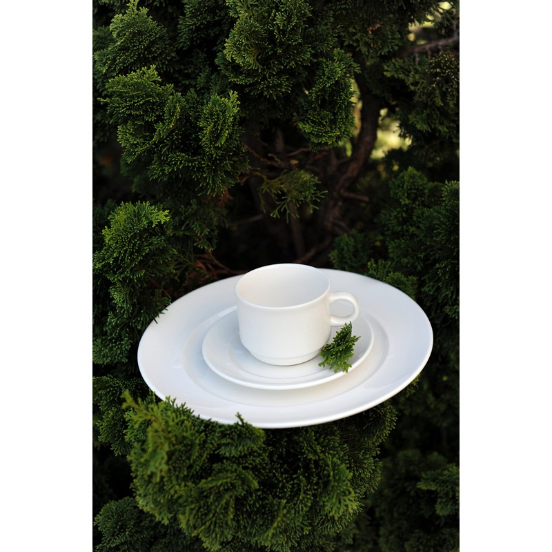 Fortessa Fortaluxe SuperWhite Vitrified China Dinnerware, Cassia 8-Ounce Stackable Coffee/Tea
