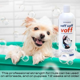 Voff Voff Voff All-in-One Dog Shampoo by Geir Ness – Natural Oatmeal & Aloe Formula with Coconut & Date Palm Extract – Cleans, Conditions, Moisturizes, Deodorizes & Detangles – 16 fl oz