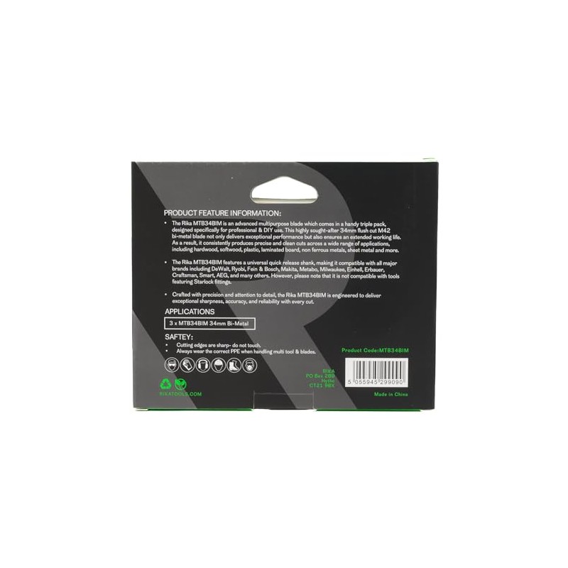 RIKA MTB34BIM 34mm Bi-Metal Multi Tool Saw Blade 3pk