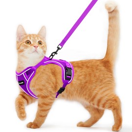 Cat Harness and Leash for Walking Escape Proof Soft Adjustable Cat Leash Breathable Comfortable Vest Easy to Wear Kitten Harness for Outdoor Travel Purple S