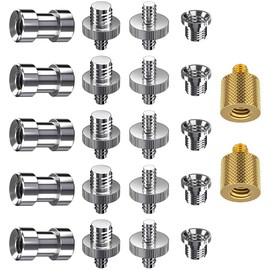 Pack of 22 Tripod Screw, Camera Tripod Thread Adapter, Thread Adapter for Microphone, 1/4 to 1/4 Inch Screw Adapter, 1/4 to 3/8 Inch Screw Converter, for Ball Head, Tripod, Monopod