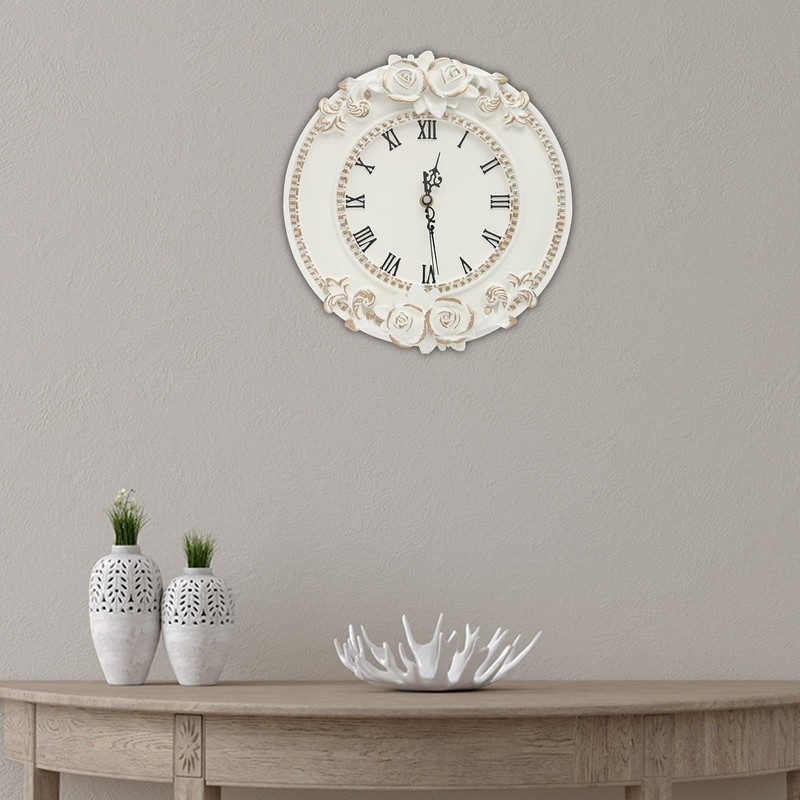Eapmic European Style Resin Wall Clock, Retro Silent Clock with