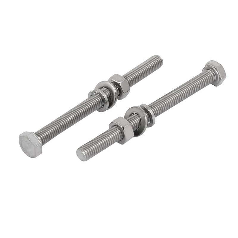 sourcingmap 10pcs 304 Stainless Steel M5x70mm Hex Bolts w Nuts