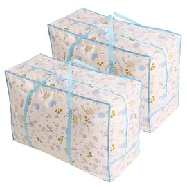 Astro Duvet Storage Bag, White x Light Blue, Scandinavian Pattern, Set of 2, Non-woven Fabric, Handle, Clear Window, 606-56