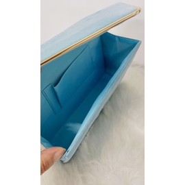 LeahWard Women's Faux Suede Clutch Bag Party Wedding Chain Shoulder Handbag (Serenity)