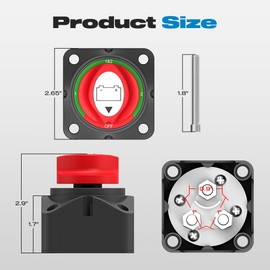 Battery Disconnect Switch, Malictele 200A 1-2-Both-Off Marine Dual Battery Switch 12-48V Waterproof Heavy Duty Battery Isolator Switch for Car Vehicle RV and Boat