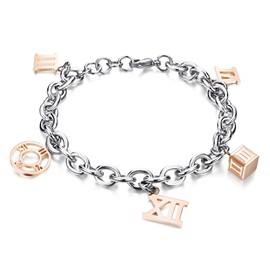 Keybella Women's Stainless Steel Star Love Lock Smooth Bracelet (can also be used as Anklet), Stainless Steel