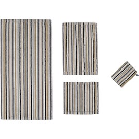 Cawö Home Life Style 7048 Hand Towel with 37 Soap Cloths 30 x 30 cm Stripes Pebble