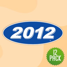 Versa-Tags Versa Tags 2012 Oval Model Year Car Dealer Window Stickers Proudly Made in The USA Versa Oval Model Windshield Year Stickers are Blue and White in Color Come Twelve (12) to A Pack