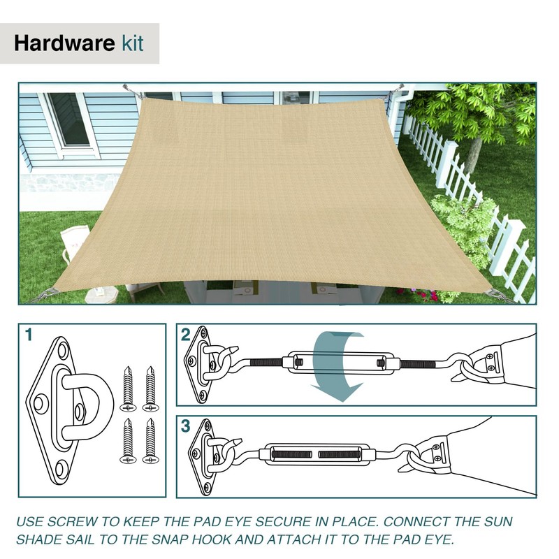 ECOOPTS Sun Shade Sail Hardware Kit with 8" Turnbuckles for