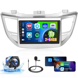 for Hyundai Tucson 2015 2016 2017 2018, 2+64GB Android 13 Car Radio with Wireless Carplay Android Auto, 9'' Touchscreen Car Stereo with WiFi, GPS Navi, Bluetooth, FM/RDS SWC EQ+AHD Backup Camera