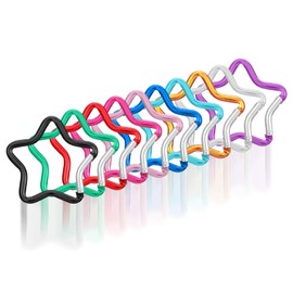 Pack of 10 Carabiner Star Carabiner Hooks Colourful Star Carabiner Outdoor Key Chain Carabiner Aluminium Alloy Star Shaped Carabiner Hook for DIY Backpack Travel Hiking Sports