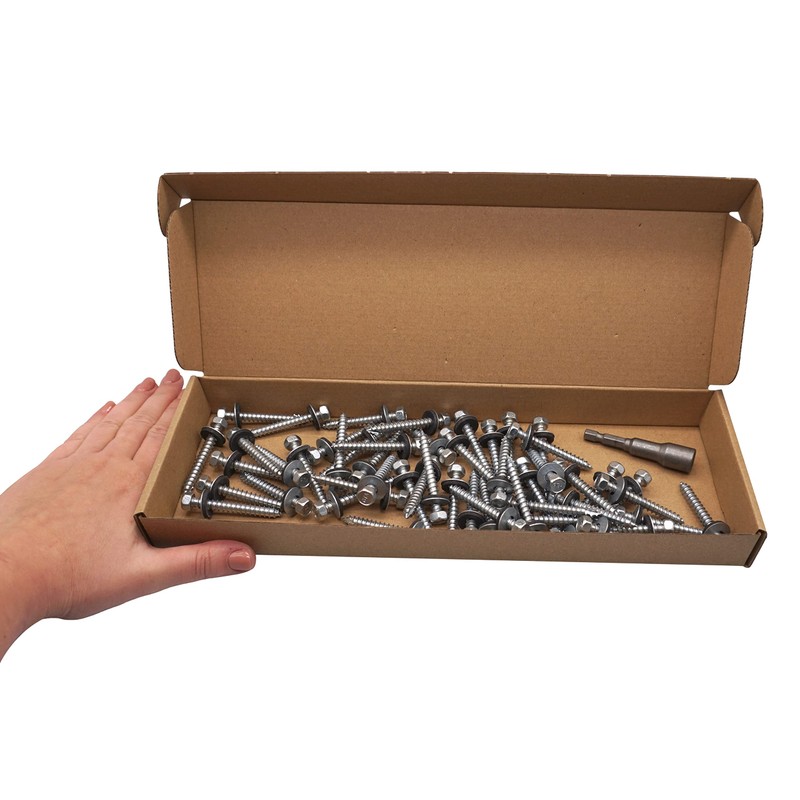 SKIR'CO (50 pcs) Zinc Plated Roofing Screws, 6.5 x 50