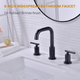 TRUSTMI Bronze Bathroom Faucet 2-Handle 8 Inch Widespread Bathroom Sink Faucet 3 Hole with Overflow Drain, Oil Rubbed Bronze