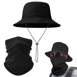 UV Protection Summer Boonie Hat, Waterproof Fishing Hat, Wide Brim Hiking Hat, Outdoor Foldable Fishing Hat, Safari Hat with Adjustable Chin Strap, Unisex Sun Hat for Women Men Golf, Summer Boonie Hat