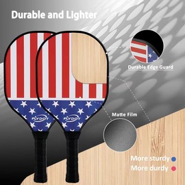 Flydot Pickleball, Paddles Pickleball Set of 4 Paddles Red&Blue1, 4 Indoor&Outdoor Pickleball Balls and 1 Carry Bag, Wood Pickleball Paddles for Beginner, Rackets with Ergonomic Cushion Grip