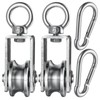 Set of 2 pulley steel cable with M7 carabiner hook,