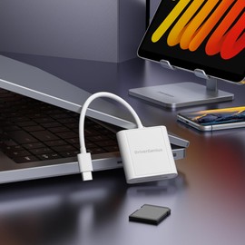 DriverGenius HB001 | 2-in-1 SD/MicroSD to USB-C OTG Card Reader for Photographers and Creatives