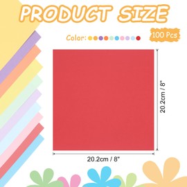Sourcing Map 100Pcs Multicolor Origami Cardstock Paper, 8 x 8 Inch, Pack of 100 Sheets