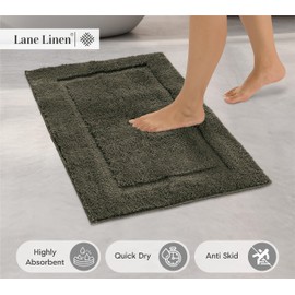 LANE LINEN Bathroom Rug Mat - 17" x 24", Extra Soft Absorbent Premium Bath Mats for Bathroom Sets, Non Slip Shower Mats for Bathroom, Bathroom Mat Set, Bath Mats for Bathroom Floor, 1 Piece - Brown