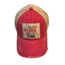 Popfizzy Shut Up Liver You're Fine Hat for Men and Women, Funny Drinking Gifts, Jersey Shore Trucker Hats, Adult Humor Caps