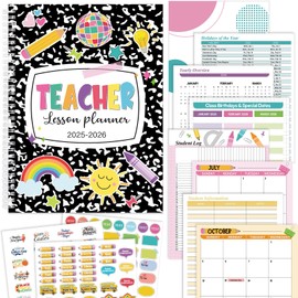 Sinload Teacher Planner 2025-2026 July 2025-June 2026, 11 x 8 inch Teacher Lesson Planner with Stickers Colorful Monthly Tabs Lesson Plan Book for Teachers Home school Classroom Organizer(Black Dots)