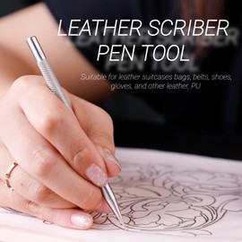 Leather Scriber Pen Stainless Steel Leather Scriber Positioning Pen Marking Tool DIY Craft Tool for Leather Craft Projects, Leather Tools