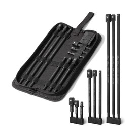 Bates- Impact Socket Adapter Set with Holder, 9 pcs, 40Cr Alloy Steel, 3", 6" & 12" Long, 1/4" Hex Shank, 1/4", 3/8" & 1/2" Drive, Black Oxford Bag, Drill Socket Adapter for Drill